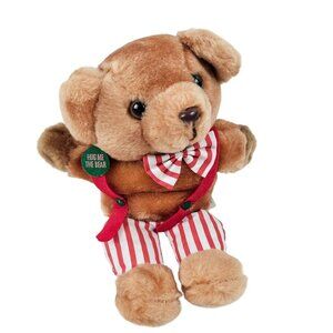 Vintage Hug Me The Bear Hand Puppet Plush Toy Red White Striped Outfit Carvel